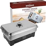 BROWIN® Edelstahl Tischräucherofen Set mit Thermometer 330001 | Räucherofen Ofen Grillofen | Fisch & Mehr Grillen und Räuchern | Camping-Zubehör