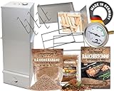 Angel Berger XXL Premium Räuchertonne I Tragbarer Smoker 65-100cm I für bis zu 10kg Räuchergut I mit Zubehör I Räuchern auf 2 Etagen I Nicht ROSTEND Aluminiert Räucherofen Räucherschrank